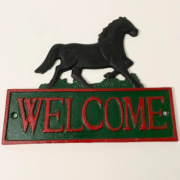 Cast  Iron Horse Welcome Door Hanger Sign Farmhouse Decor - Picture 13 of 16
